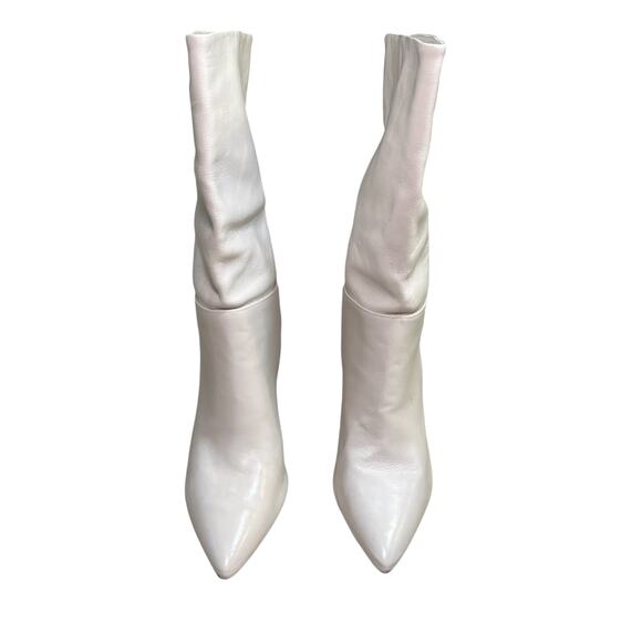 Larroude Cindy Heeled Pointed Toe Boot In Ivory Leather Size 10 - Picture 2 of 11